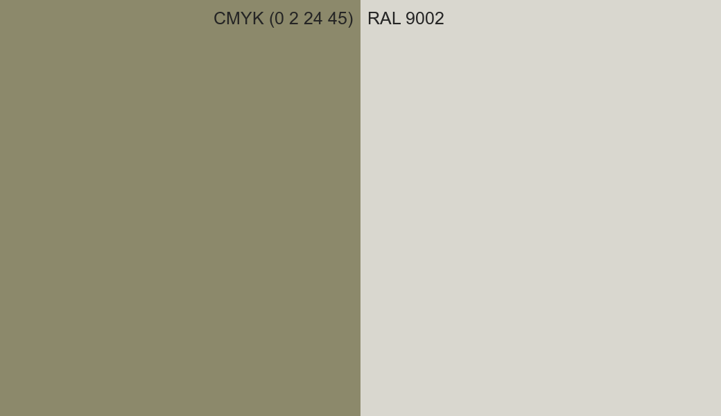 CMYK Color CMYK (0 2 24 45) vs RAL 9002 side by side comparison CMYK Color CMYK (0 2 24 45) vs RAL 9002 side by side comparison