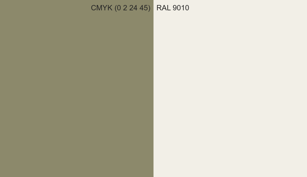CMYK Color CMYK (0 2 24 45) vs RAL 9010 side by side comparison CMYK Color CMYK (0 2 24 45) vs RAL 9010 side by side comparison