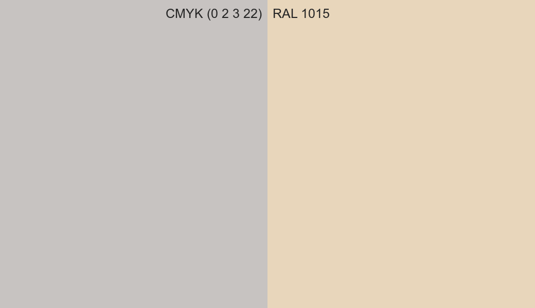 CMYK Color CMYK (0 2 3 22) vs RAL 1015 side by side comparison CMYK Color CMYK (0 2 3 22) vs RAL 1015 side by side comparison