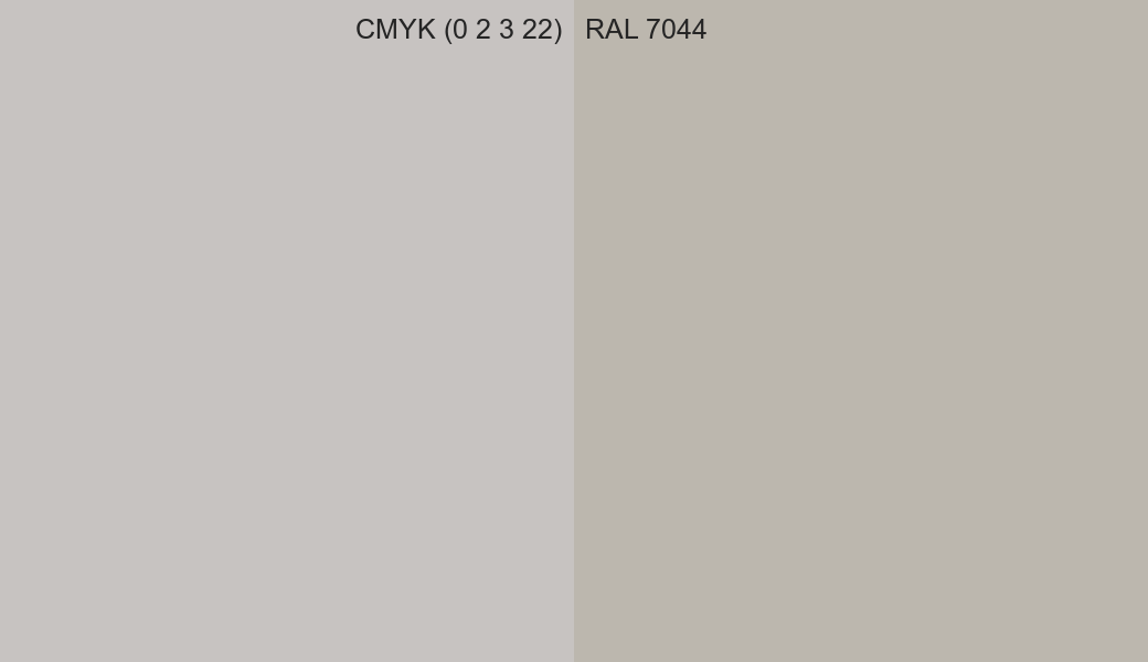 CMYK Color CMYK (0 2 3 22) vs RAL 7044 side by side comparison CMYK Color CMYK (0 2 3 22) vs RAL 7044 side by side comparison