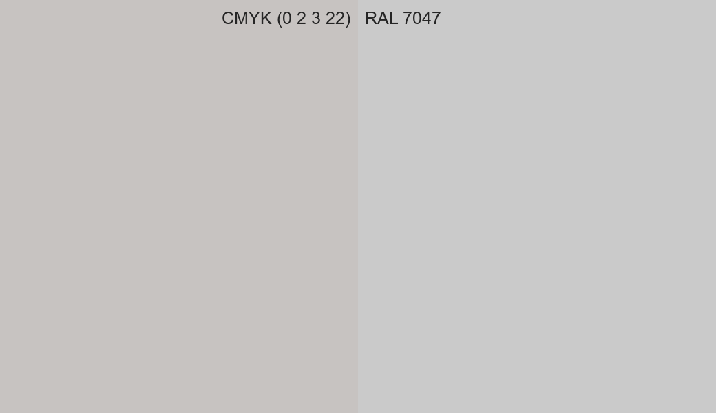 CMYK Color CMYK (0 2 3 22) vs RAL 7047 side by side comparison CMYK Color CMYK (0 2 3 22) vs RAL 7047 side by side comparison