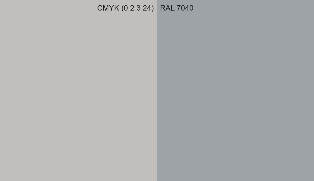CMYK Color CMYK (0 2 3 24) vs RAL 7040 side by side comparison CMYK Color CMYK (0 2 3 24) vs RAL 7040 side by side comparison