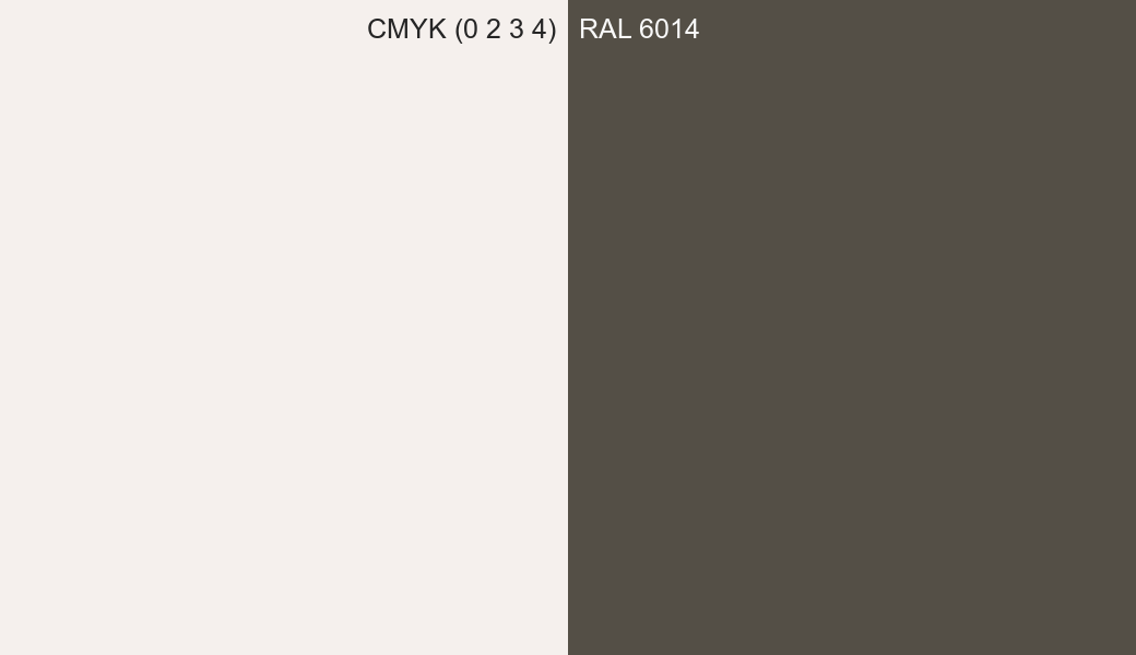 CMYK Color CMYK (0 2 3 4) vs RAL 6014 side by side comparison CMYK Color CMYK (0 2 3 4) vs RAL 6014 side by side comparison