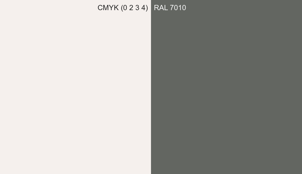 CMYK Color CMYK (0 2 3 4) vs RAL 7010 side by side comparison CMYK Color CMYK (0 2 3 4) vs RAL 7010 side by side comparison