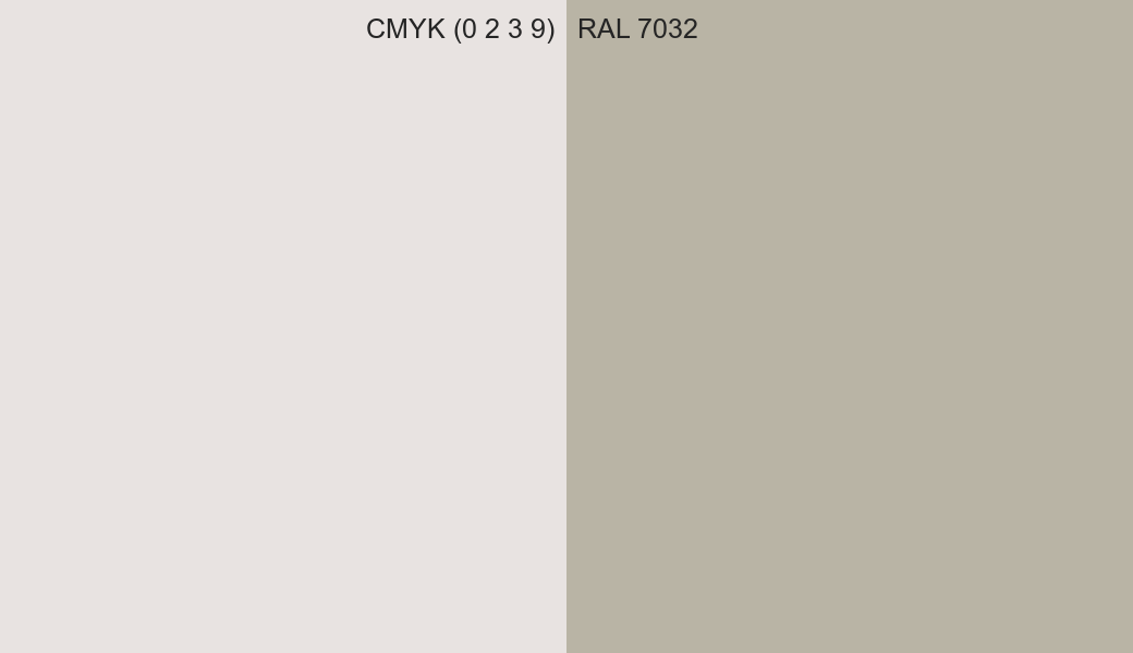 CMYK Color CMYK (0 2 3 9) vs RAL 7032 side by side comparison CMYK Color CMYK (0 2 3 9) vs RAL 7032 side by side comparison