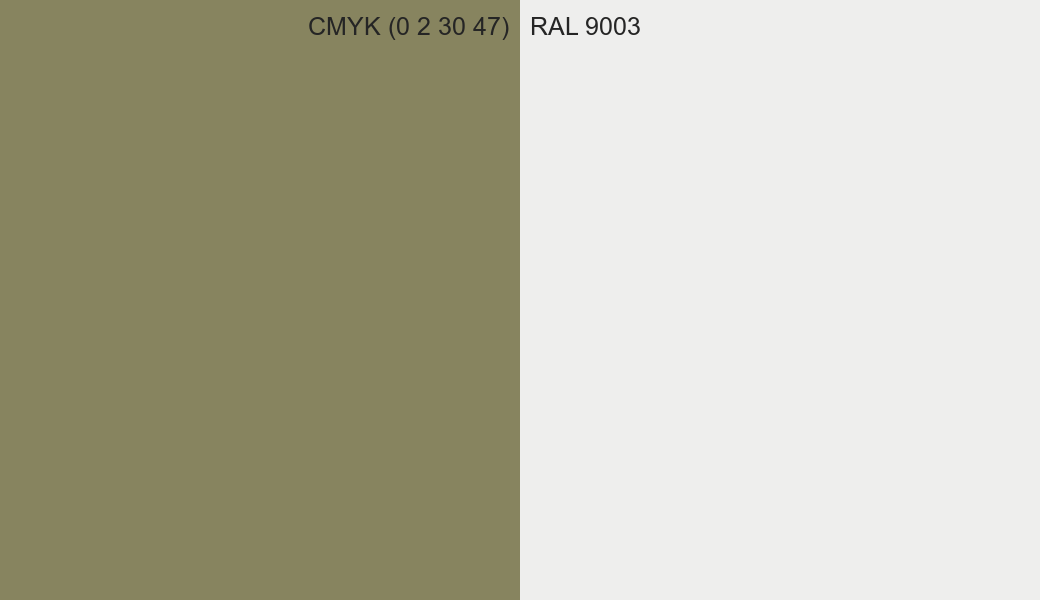 CMYK Color CMYK (0 2 30 47) vs RAL 9003 side by side comparison CMYK Color CMYK (0 2 30 47) vs RAL 9003 side by side comparison