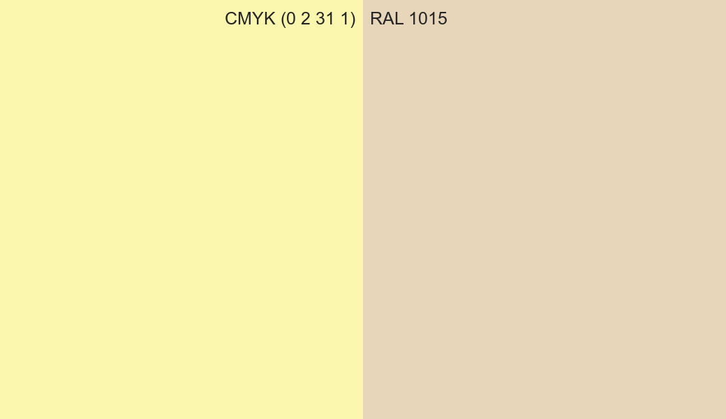 CMYK Color CMYK (0 2 31 1) vs RAL 1015 side by side comparison CMYK Color CMYK (0 2 31 1) vs RAL 1015 side by side comparison