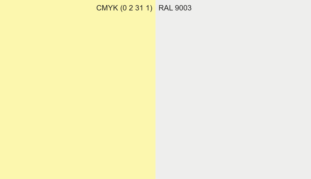 CMYK Color CMYK (0 2 31 1) vs RAL 9003 side by side comparison CMYK Color CMYK (0 2 31 1) vs RAL 9003 side by side comparison