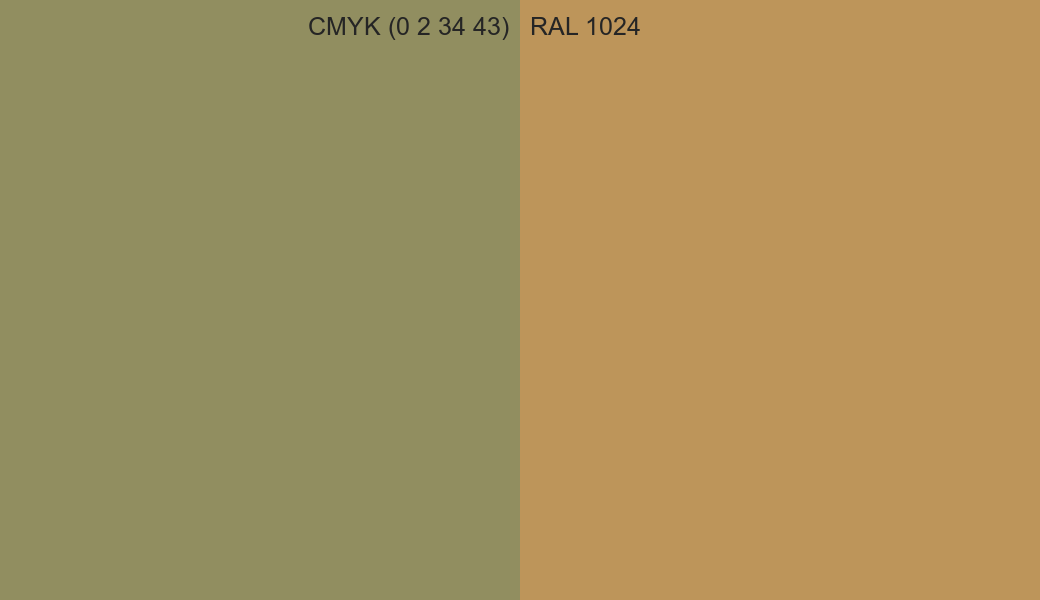 CMYK Color CMYK (0 2 34 43) vs RAL 1024 side by side comparison CMYK Color CMYK (0 2 34 43) vs RAL 1024 side by side comparison