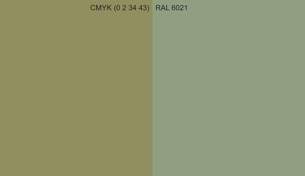 CMYK Color CMYK (0 2 34 43) vs RAL 6021 side by side comparison CMYK Color CMYK (0 2 34 43) vs RAL 6021 side by side comparison