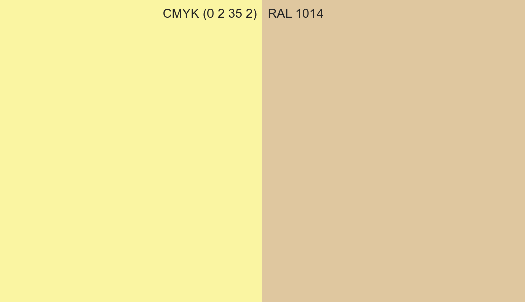 CMYK Color CMYK (0 2 35 2) vs RAL 1014 side by side comparison CMYK Color CMYK (0 2 35 2) vs RAL 1014 side by side comparison