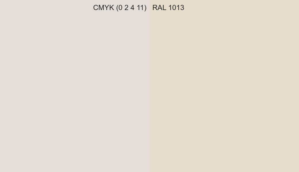 CMYK Color CMYK (0 2 4 11) vs RAL 1013 side by side comparison CMYK Color CMYK (0 2 4 11) vs RAL 1013 side by side comparison