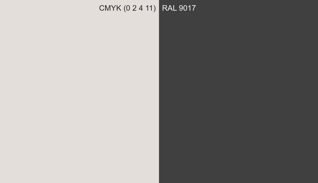 CMYK Color CMYK (0 2 4 11) vs RAL 9017 side by side comparison CMYK Color CMYK (0 2 4 11) vs RAL 9017 side by side comparison