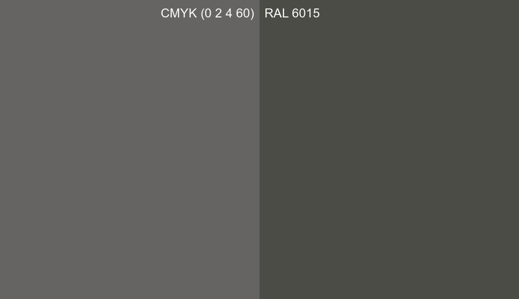 CMYK Color CMYK (0 2 4 60) vs RAL 6015 side by side comparison CMYK Color CMYK (0 2 4 60) vs RAL 6015 side by side comparison