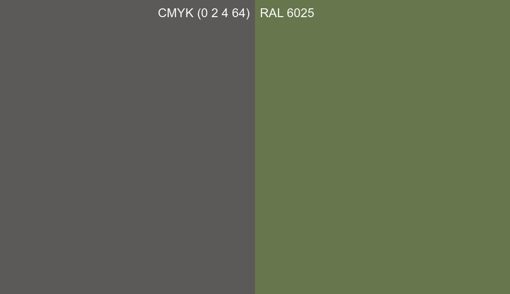 CMYK Color CMYK (0 2 4 64) vs RAL 6025 side by side comparison CMYK Color CMYK (0 2 4 64) vs RAL 6025 side by side comparison