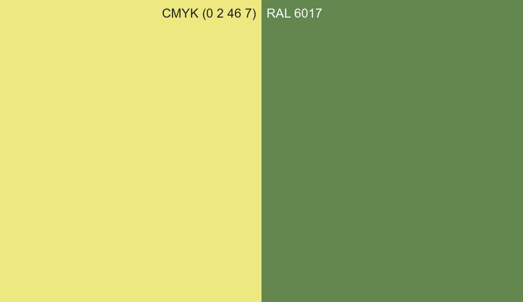 CMYK Color CMYK (0 2 46 7) vs RAL 6017 side by side comparison CMYK Color CMYK (0 2 46 7) vs RAL 6017 side by side comparison