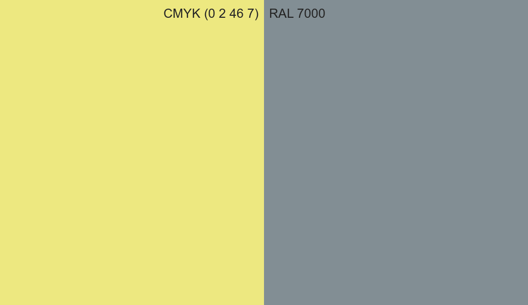 CMYK Color CMYK (0 2 46 7) vs RAL 7000 side by side comparison CMYK Color CMYK (0 2 46 7) vs RAL 7000 side by side comparison