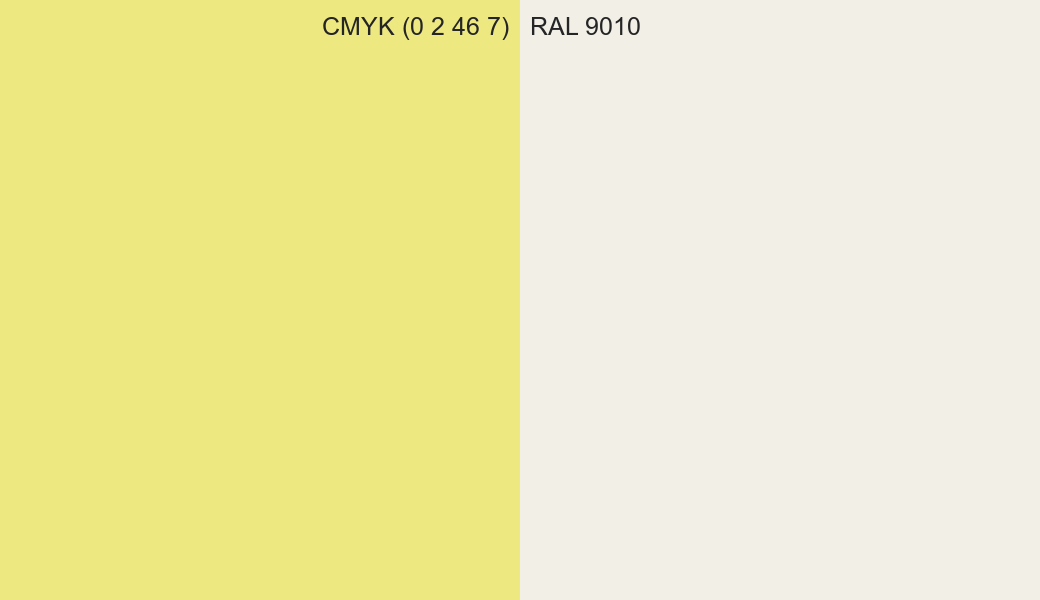CMYK Color CMYK (0 2 46 7) vs RAL 9010 side by side comparison CMYK Color CMYK (0 2 46 7) vs RAL 9010 side by side comparison