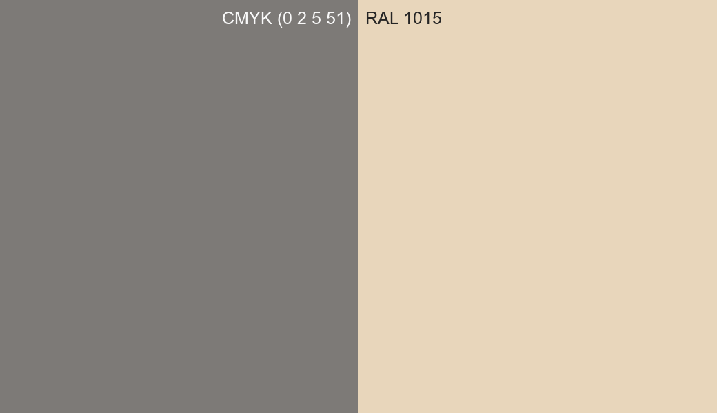 CMYK Color CMYK (0 2 5 51) vs RAL 1015 side by side comparison CMYK Color CMYK (0 2 5 51) vs RAL 1015 side by side comparison