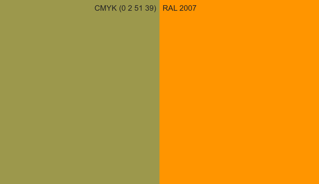 CMYK Color CMYK (0 2 51 39) vs RAL 2007 side by side comparison CMYK Color CMYK (0 2 51 39) vs RAL 2007 side by side comparison