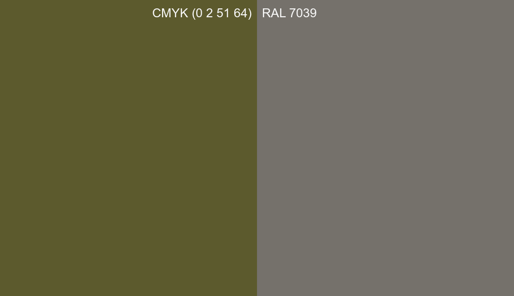 CMYK Color CMYK (0 2 51 64) vs RAL 7039 side by side comparison CMYK Color CMYK (0 2 51 64) vs RAL 7039 side by side comparison