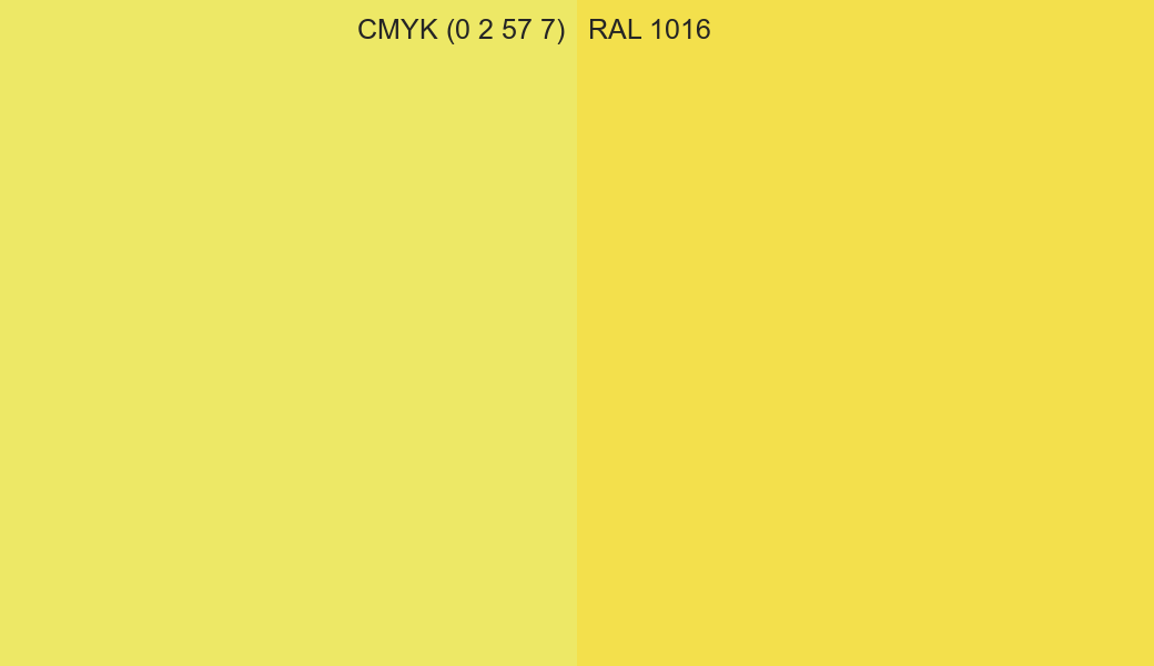 CMYK Color CMYK (0 2 57 7) vs RAL 1016 side by side comparison CMYK Color CMYK (0 2 57 7) vs RAL 1016 side by side comparison