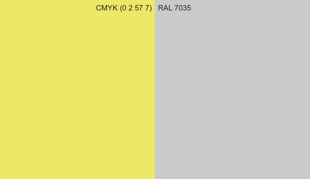 CMYK Color CMYK (0 2 57 7) vs RAL 7035 side by side comparison CMYK Color CMYK (0 2 57 7) vs RAL 7035 side by side comparison