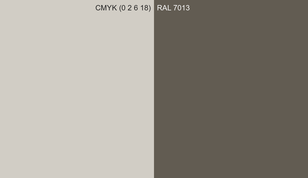 CMYK Color CMYK (0 2 6 18) vs RAL 7013 side by side comparison CMYK Color CMYK (0 2 6 18) vs RAL 7013 side by side comparison