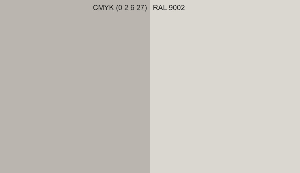 CMYK Color CMYK (0 2 6 27) vs RAL 9002 side by side comparison CMYK Color CMYK (0 2 6 27) vs RAL 9002 side by side comparison