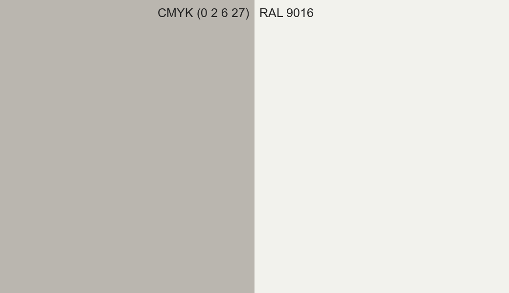 CMYK Color CMYK (0 2 6 27) vs RAL 9016 side by side comparison CMYK Color CMYK (0 2 6 27) vs RAL 9016 side by side comparison