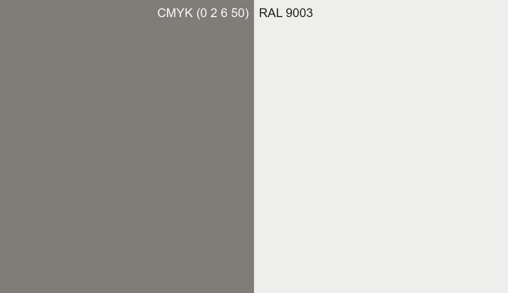 CMYK Color CMYK (0 2 6 50) vs RAL 9003 side by side comparison CMYK Color CMYK (0 2 6 50) vs RAL 9003 side by side comparison
