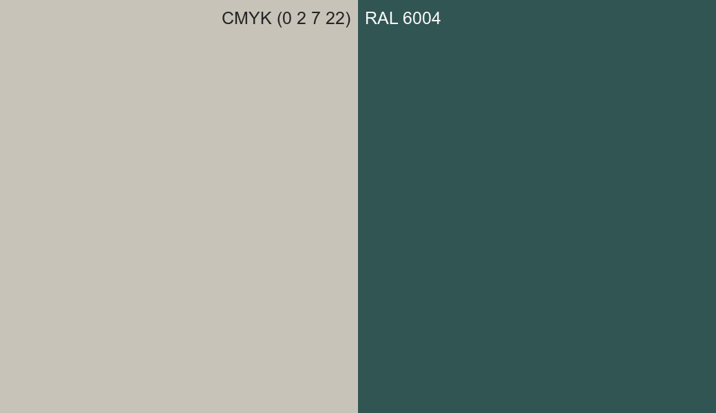 CMYK Color CMYK (0 2 7 22) vs RAL 6004 side by side comparison CMYK Color CMYK (0 2 7 22) vs RAL 6004 side by side comparison
