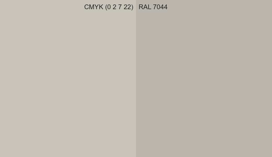 CMYK Color CMYK (0 2 7 22) vs RAL 7044 side by side comparison CMYK Color CMYK (0 2 7 22) vs RAL 7044 side by side comparison