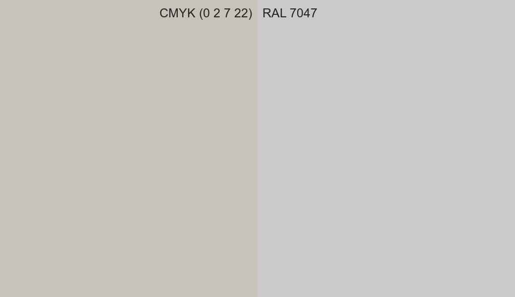 CMYK Color CMYK (0 2 7 22) vs RAL 7047 side by side comparison CMYK Color CMYK (0 2 7 22) vs RAL 7047 side by side comparison