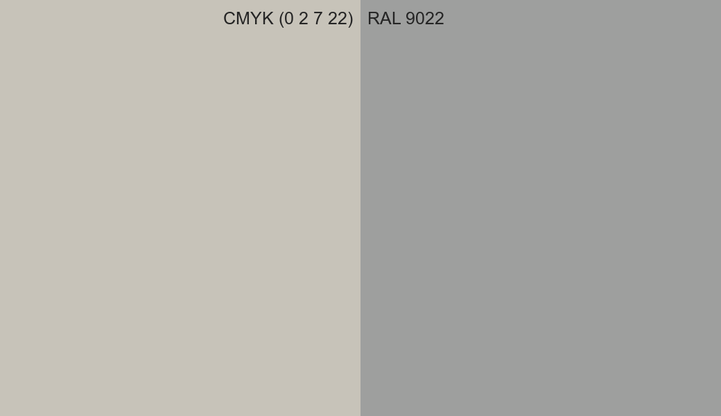 CMYK Color CMYK (0 2 7 22) vs RAL 9022 side by side comparison CMYK Color CMYK (0 2 7 22) vs RAL 9022 side by side comparison