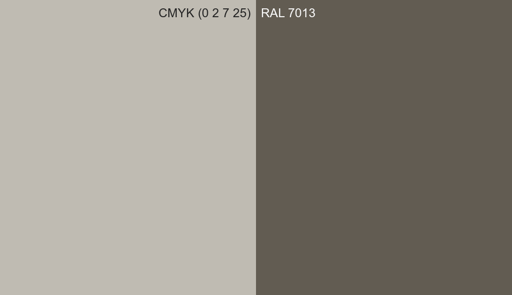 CMYK Color CMYK (0 2 7 25) vs RAL 7013 side by side comparison CMYK Color CMYK (0 2 7 25) vs RAL 7013 side by side comparison