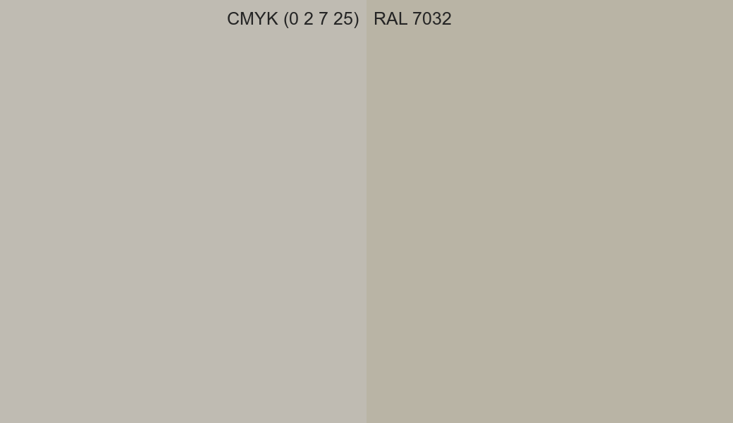 CMYK Color CMYK (0 2 7 25) vs RAL 7032 side by side comparison CMYK Color CMYK (0 2 7 25) vs RAL 7032 side by side comparison