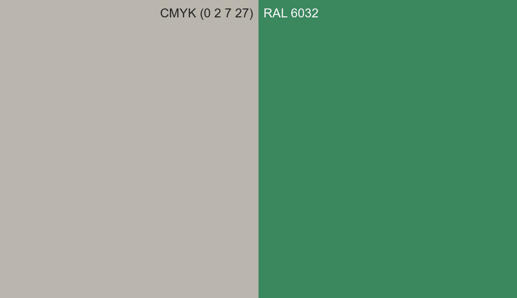CMYK Color CMYK (0 2 7 27) vs RAL 6032 side by side comparison CMYK Color CMYK (0 2 7 27) vs RAL 6032 side by side comparison