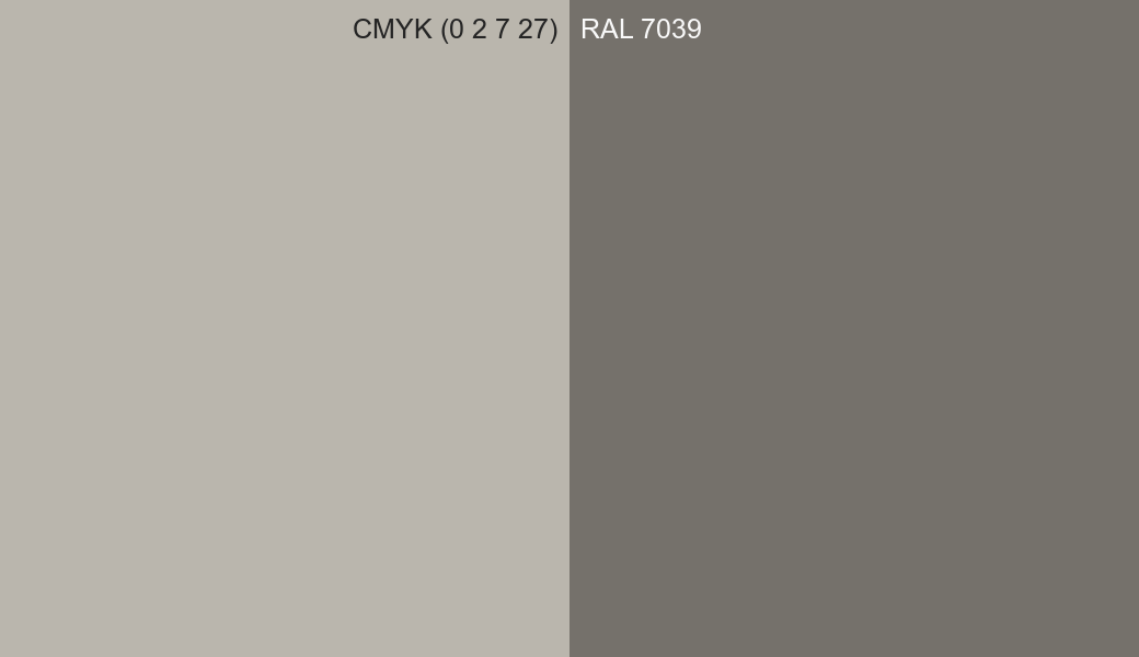 CMYK Color CMYK (0 2 7 27) vs RAL 7039 side by side comparison CMYK Color CMYK (0 2 7 27) vs RAL 7039 side by side comparison