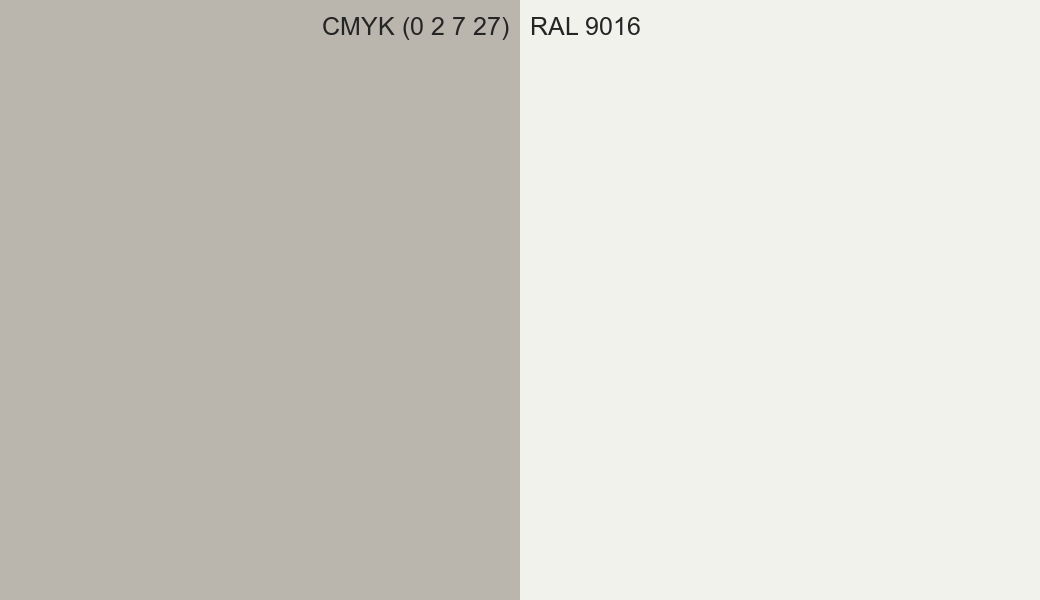 CMYK Color CMYK (0 2 7 27) vs RAL 9016 side by side comparison CMYK Color CMYK (0 2 7 27) vs RAL 9016 side by side comparison
