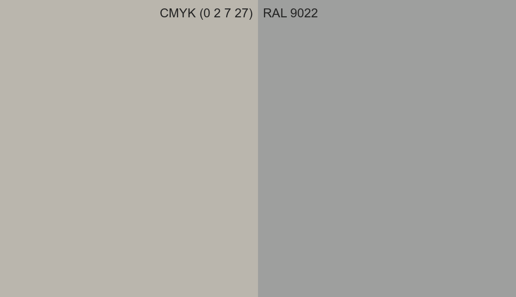 CMYK Color CMYK (0 2 7 27) vs RAL 9022 side by side comparison CMYK Color CMYK (0 2 7 27) vs RAL 9022 side by side comparison