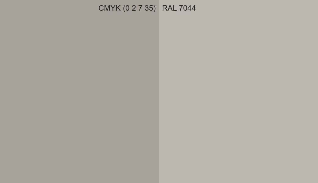 CMYK Color CMYK (0 2 7 35) vs RAL 7044 side by side comparison CMYK Color CMYK (0 2 7 35) vs RAL 7044 side by side comparison