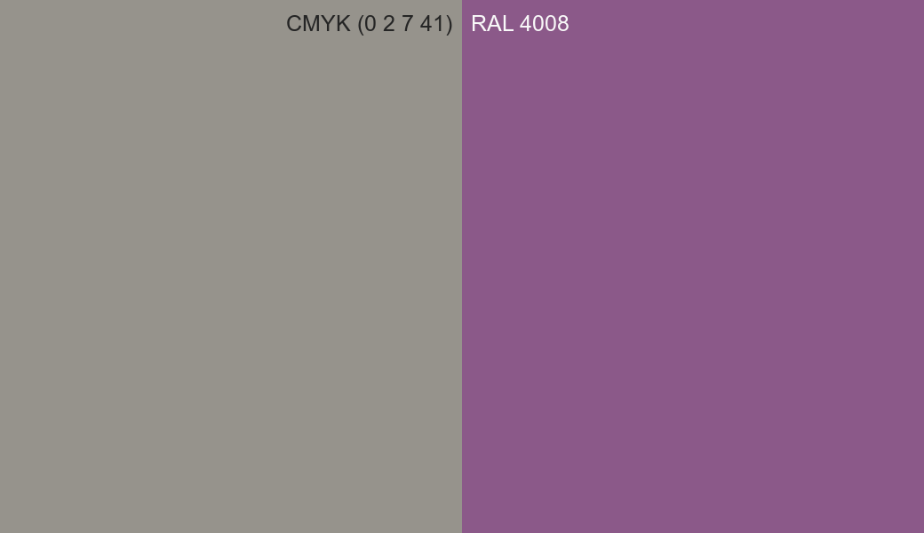 CMYK Color CMYK (0 2 7 41) vs RAL 4008 side by side comparison CMYK Color CMYK (0 2 7 41) vs RAL 4008 side by side comparison