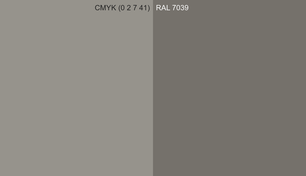 CMYK Color CMYK (0 2 7 41) vs RAL 7039 side by side comparison CMYK Color CMYK (0 2 7 41) vs RAL 7039 side by side comparison