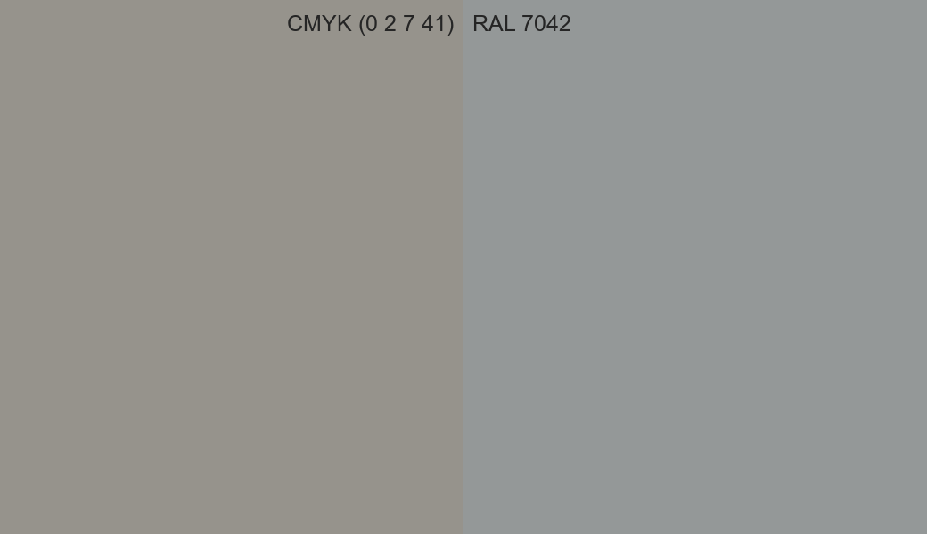 CMYK Color CMYK (0 2 7 41) vs RAL 7042 side by side comparison CMYK Color CMYK (0 2 7 41) vs RAL 7042 side by side comparison