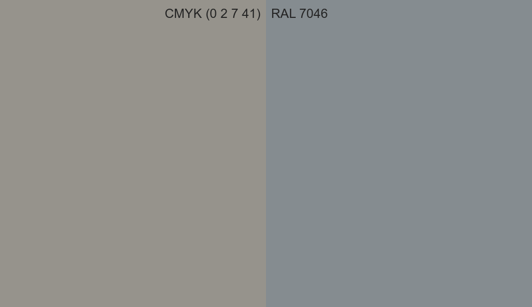 CMYK Color CMYK (0 2 7 41) vs RAL 7046 side by side comparison CMYK Color CMYK (0 2 7 41) vs RAL 7046 side by side comparison