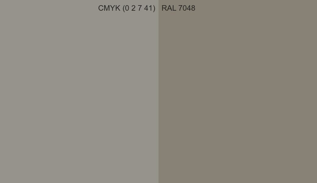 CMYK Color CMYK (0 2 7 41) vs RAL 7048 side by side comparison CMYK Color CMYK (0 2 7 41) vs RAL 7048 side by side comparison