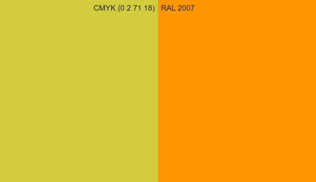CMYK Color CMYK (0 2 71 18) vs RAL 2007 side by side comparison CMYK Color CMYK (0 2 71 18) vs RAL 2007 side by side comparison