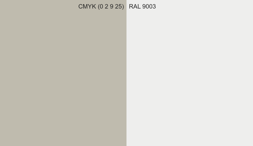CMYK Color CMYK (0 2 9 25) vs RAL 9003 side by side comparison CMYK Color CMYK (0 2 9 25) vs RAL 9003 side by side comparison