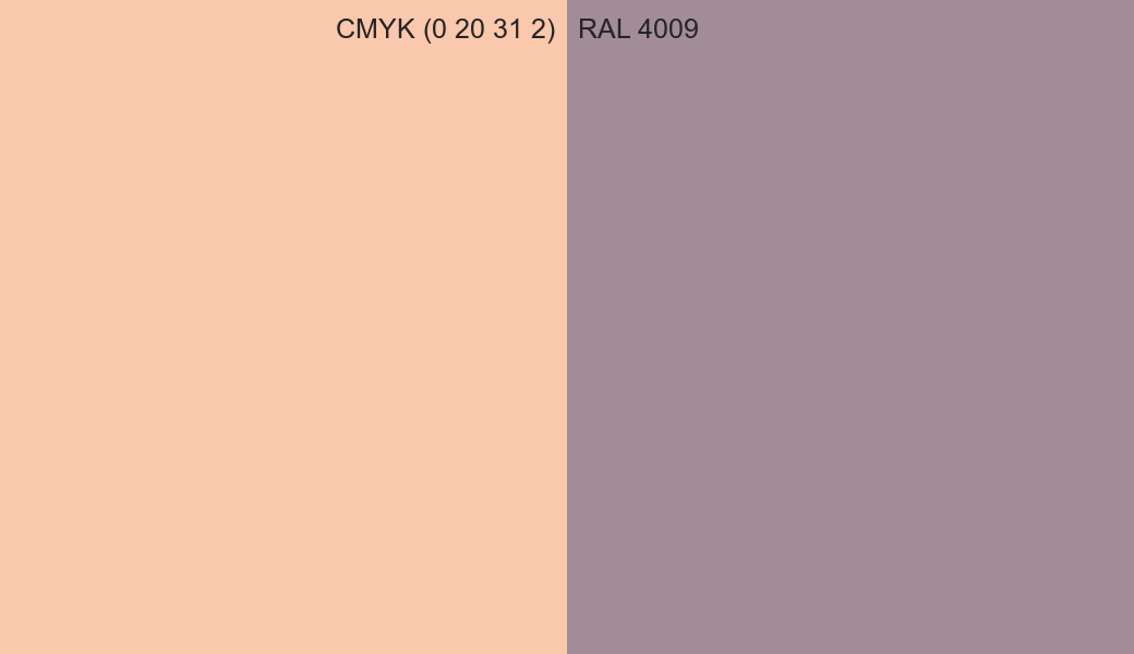CMYK Color CMYK (0 20 31 2) vs RAL 4009 side by side comparison CMYK Color CMYK (0 20 31 2) vs RAL 4009 side by side comparison